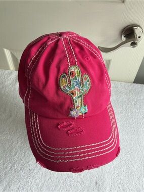 KBETHOS Hot Pink Floral-Trim Baseball Cap